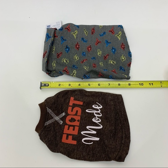 Top Paw Dog Apparel Set Of Two Shirts Feast Mode And Dinosaur Print New size XS - Picture 15 of 15